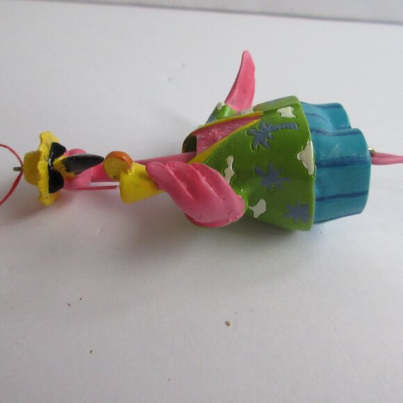 Pink Flamingo with Cocktail Christmas Ornament Dangle Legs 7" Beach Tropical - Picture 13 of 13